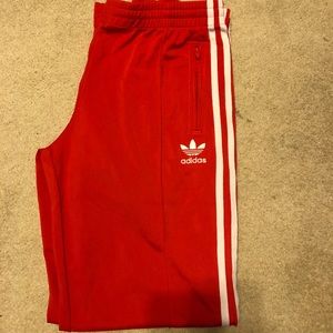 Adidas red track pants